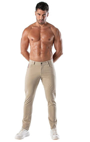 TOF PARIS Chino Pants Low-Rise Stretchy Cotton 5-Pockets Patriot Beige
