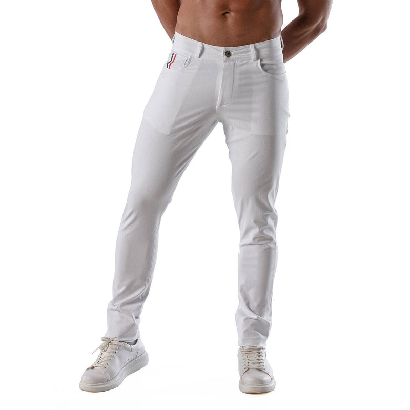 TOF PARIS Chino Pants Low-Rise Stretchy Cotton 5-Pockets Patriot Classy White