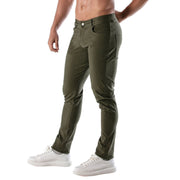 TOF PARIS Chino Pants Low-Rise Stretchy Cotton 5-Pockets Patriot Khaki