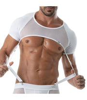 TOF PARIS Circuit Full Harness Mesh Half Crop-Top Transparent White 89