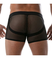 TOF PARIS Circuit Mesh Boxer Shorts With Elastic Bands Jockstrap Effect Black 80