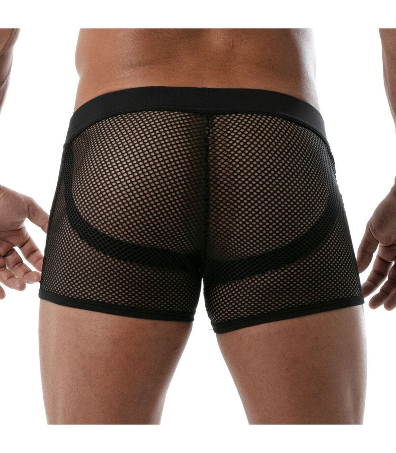 TOF PARIS Circuit Mesh Boxer Shorts With Elastic Bands Jockstrap Effect Black 80
