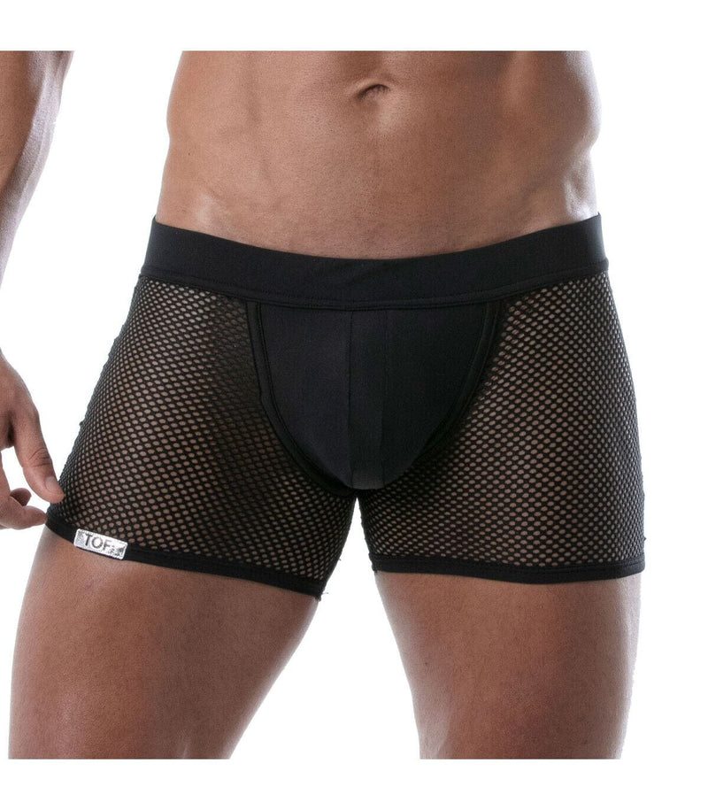 TOF PARIS Circuit Mesh Boxer Shorts With Elastic Bands Jockstrap Effect Black 80