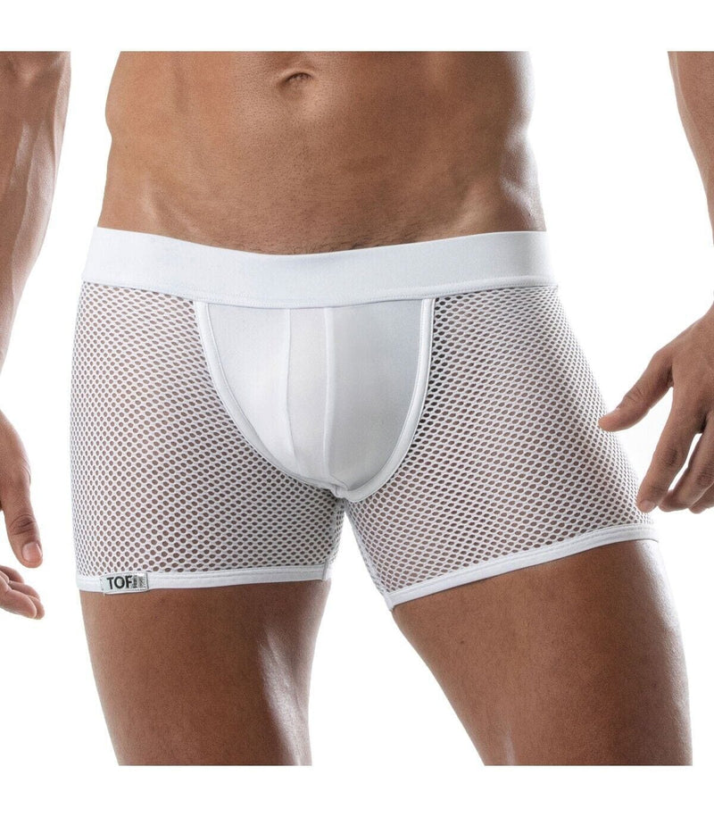 TOF PARIS Circuit Mesh Boxer Shorts With Elastic Bands Jockstrap Effect White 80
