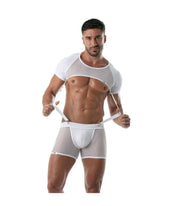 TOF PARIS Circuit Mesh Boxer Shorts With Elastic Bands Jockstrap Effect White 80