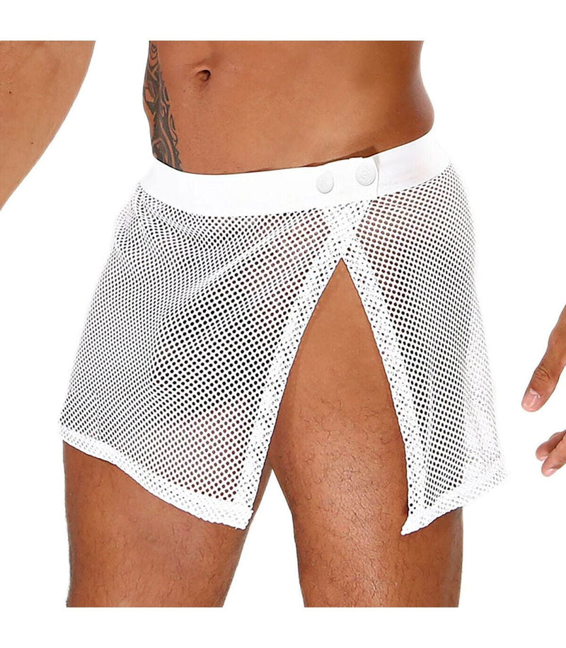 TOF PARIS Circuit Mesh Skirt Completly Transparent Easy Opening Sarong White