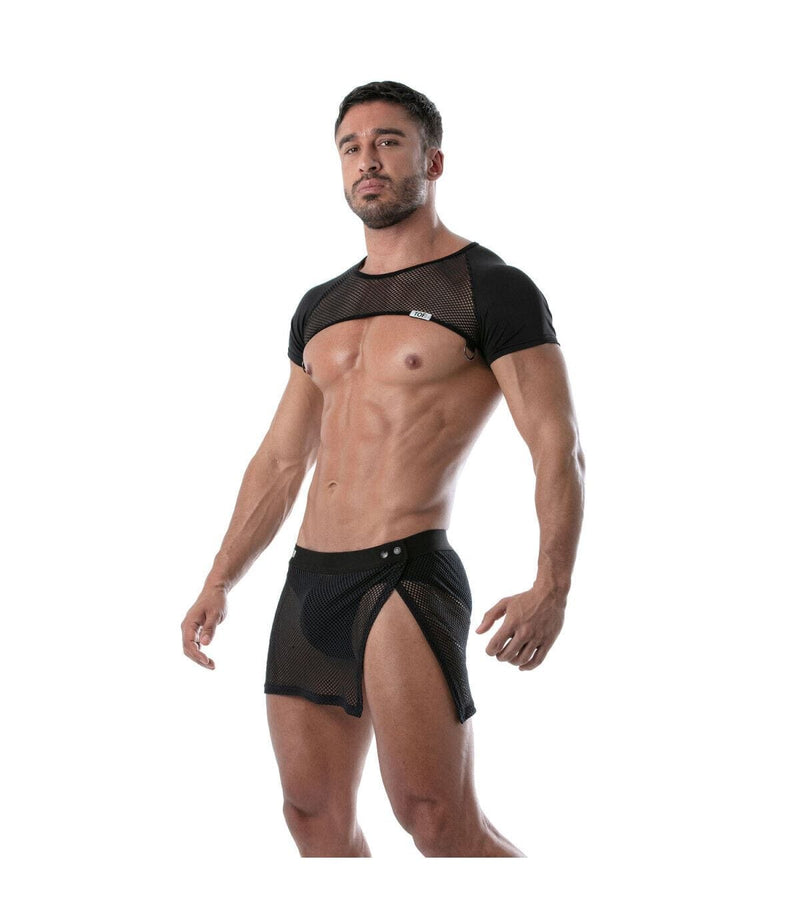 TOF PARIS Circuit Mesh Skirt Totally Transparent With Easy Opening Sarong Black