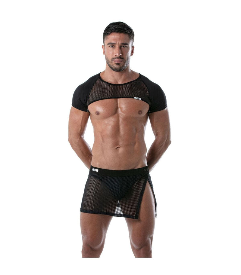 TOF PARIS Circuit Mesh Skirt Totally Transparent With Easy Opening Sarong Black