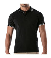 TOF-PARIS Cotton Polo Shirt Patriot Reglan Ribbed Sleeve Slim Fit Black 97