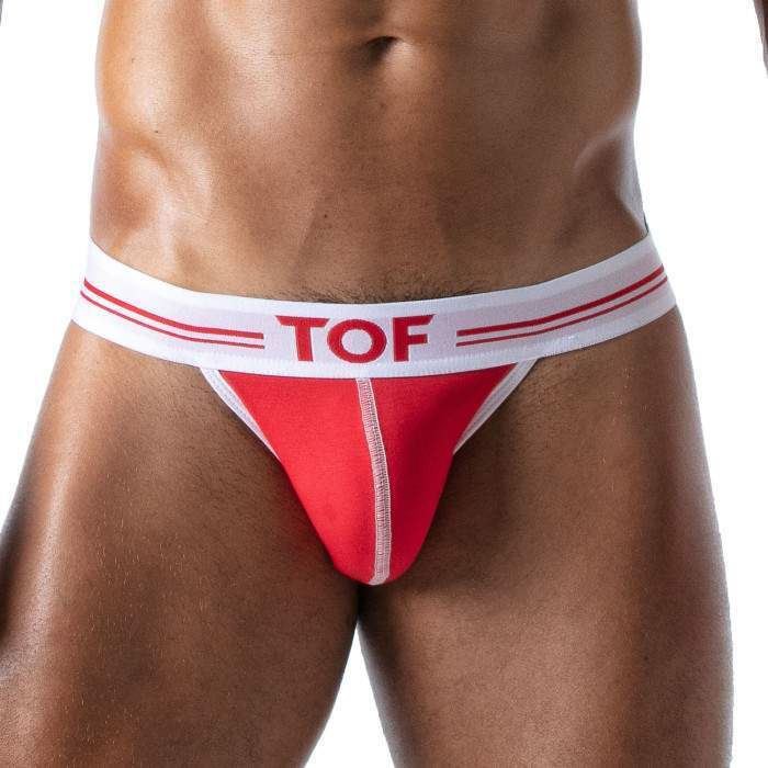 TOF PARIS French Jock Bi-Stretch With Lined Pouch Cotton Jersey  Red Jock