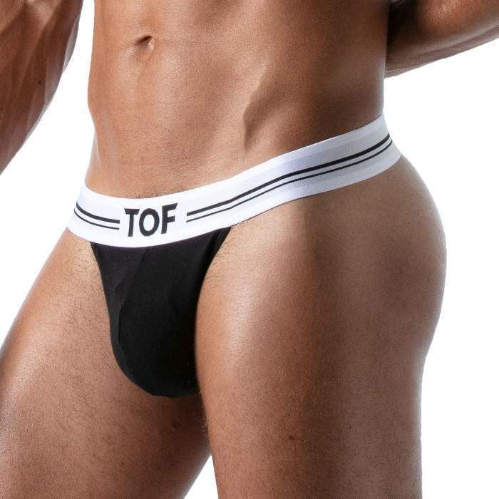 TOF PARIS French Thongs Deep Lined  Pouch Stretch Cotton Jersey Thong Black 4