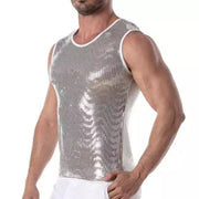 TOF PARIS Glitter Form - Fitting Tank Top Fashion Sequin Silver 152