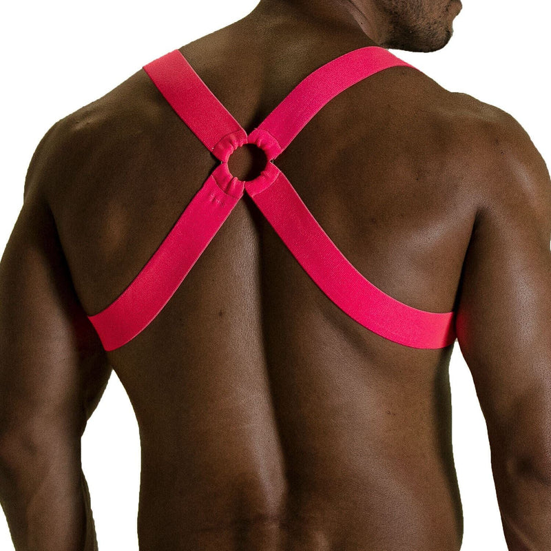 TOF PARIS H-Shaped Elastic Harness With Back-Zamac Buckle Neon Pink