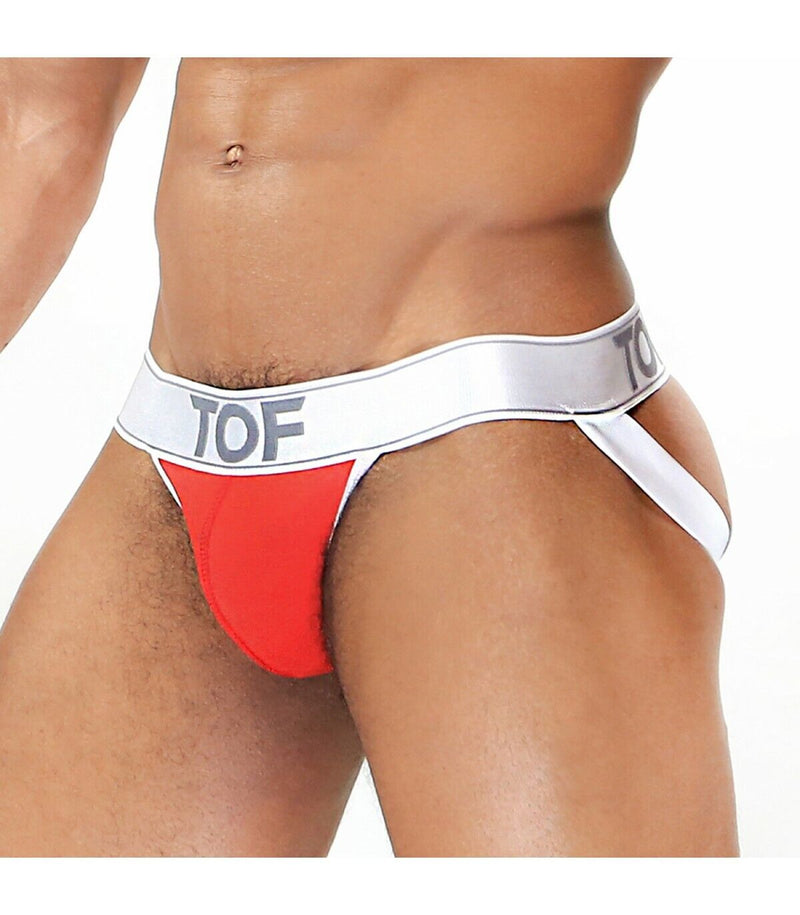 TOF PARIS Jockstrap CARTER Sexy Soft Jock Modal Fabric Red & White 10
