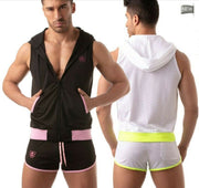 TOF PARIS Mesh Sleeveless Hoodie Light Vest Jacket Tank 2Deep Pockets White 6