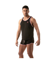 TOF PARIS Mesh Tank Top Lightweight Flared-Cut Contrasting Black & Pink 5