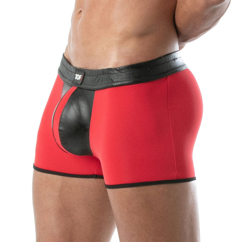 TOF PARIS Mid-Thigh Short Contrasting Front Pouch Stretch Boxer Shorts Red