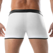 TOF PARIS Mid-Thigh Shorts Contrasting Front Pouch Stretch Boxer Short White