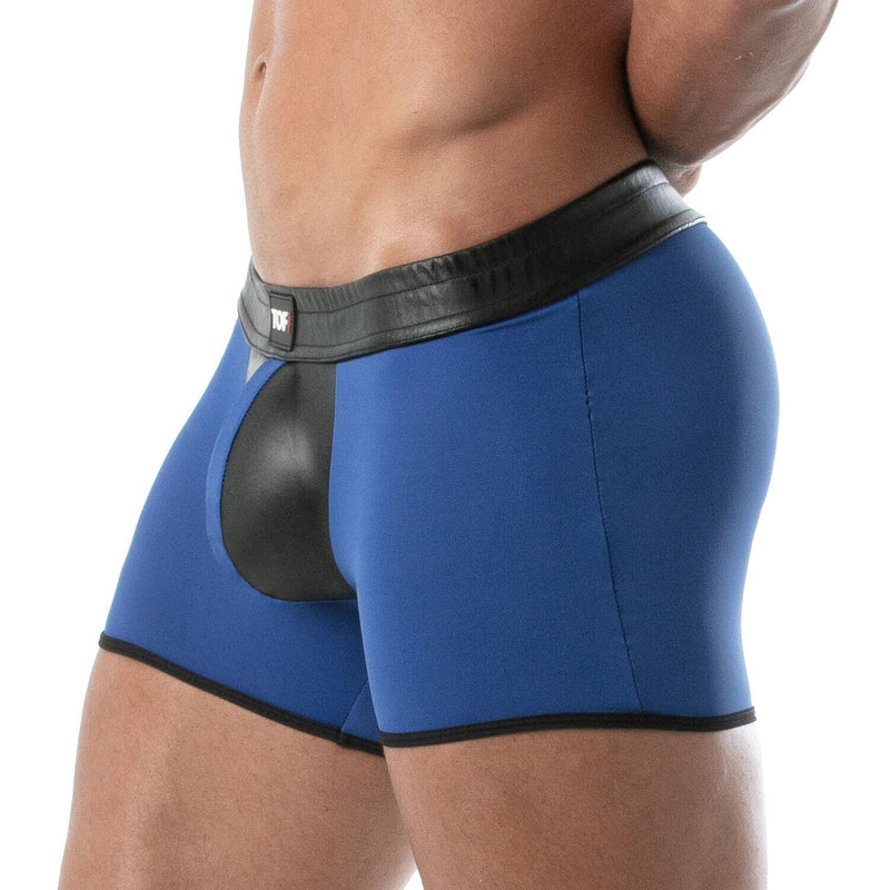 TOF PARIS Mid-Thigh Shorts Contrasting Front Pouch Stretchy Blue Boxer Short 27