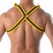 TOF PARIS Neoprene Bulldog Harness Adjustable H-Shaped Light Zamac Ring Yellow