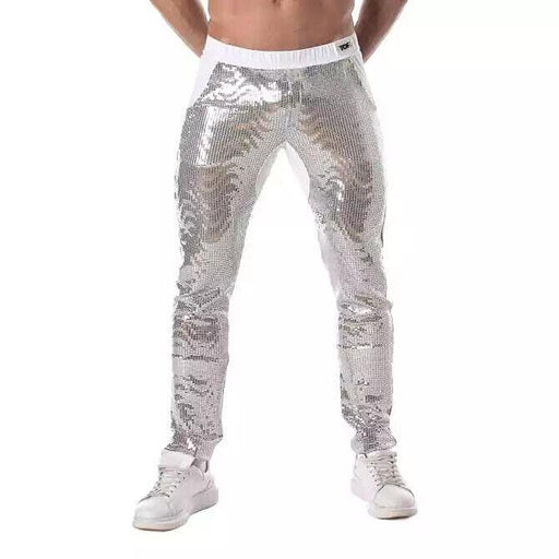 TOF PARIS Pants Glitter Low - Rise Sequin Pant 2 - Spacious Pockets Silver 492