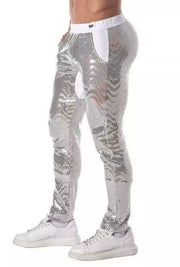 TOF PARIS Pants Glitter Low - Rise Sequin Pant 2 - Spacious Pockets Silver 494