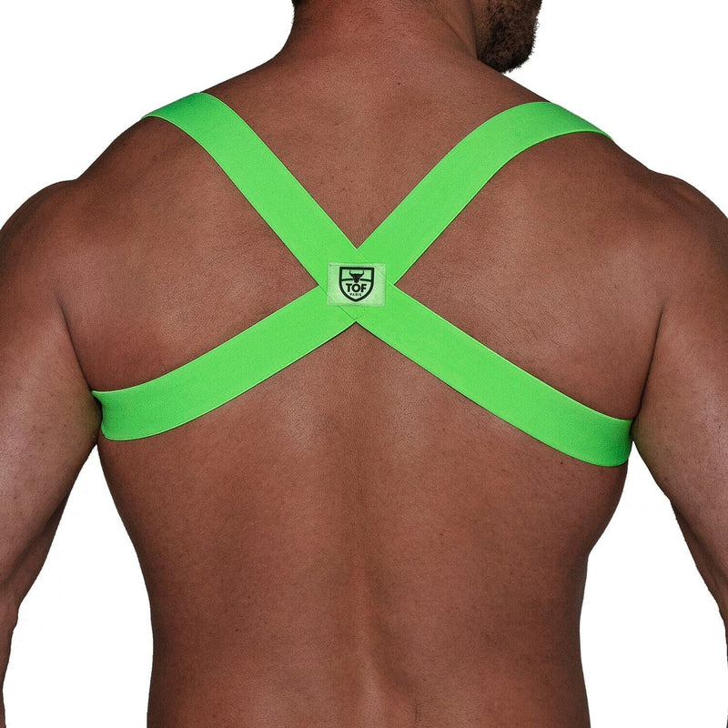 TOF PARIS Party Boy Wide Elastic Harness With Top Zamac Buckle Neon Green