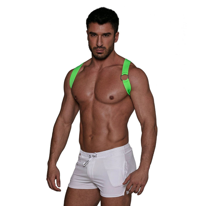 TOF PARIS Party Boy Wide Elastic Harness With Top Zamac Buckle Neon Green