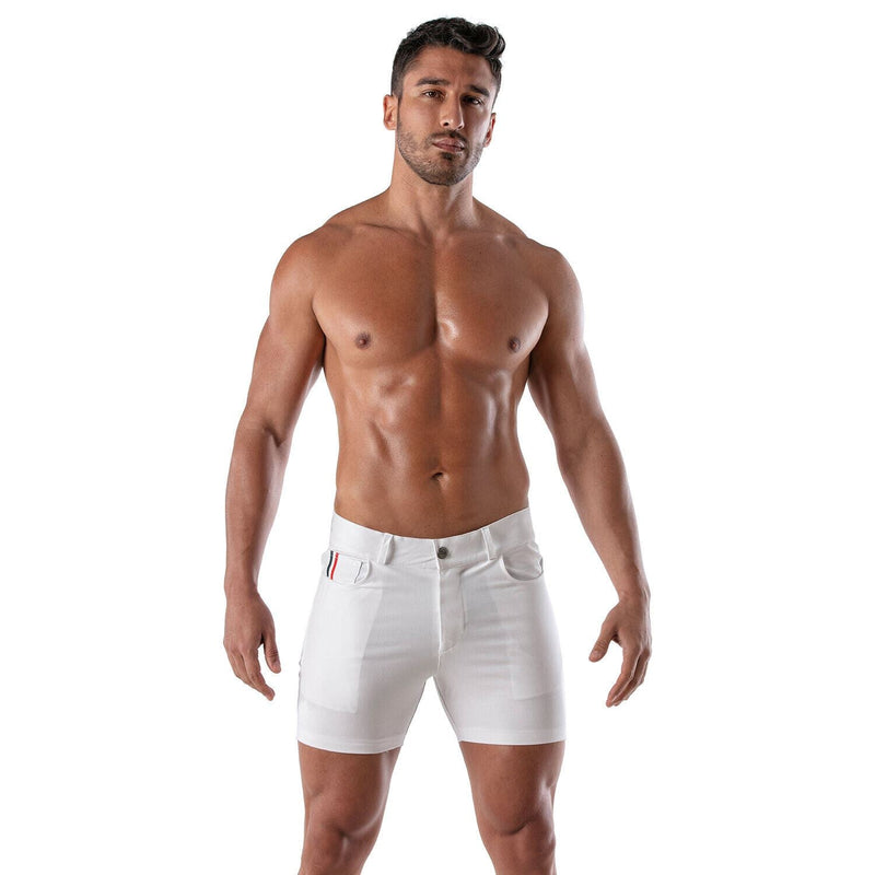 TOF PARIS Patriot Chino Shorts 5-Pocket Tight Fit Cotton Short White