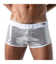 TOF PARIS Retro Short Star Mini-Shorts Glitery Fabric Silver