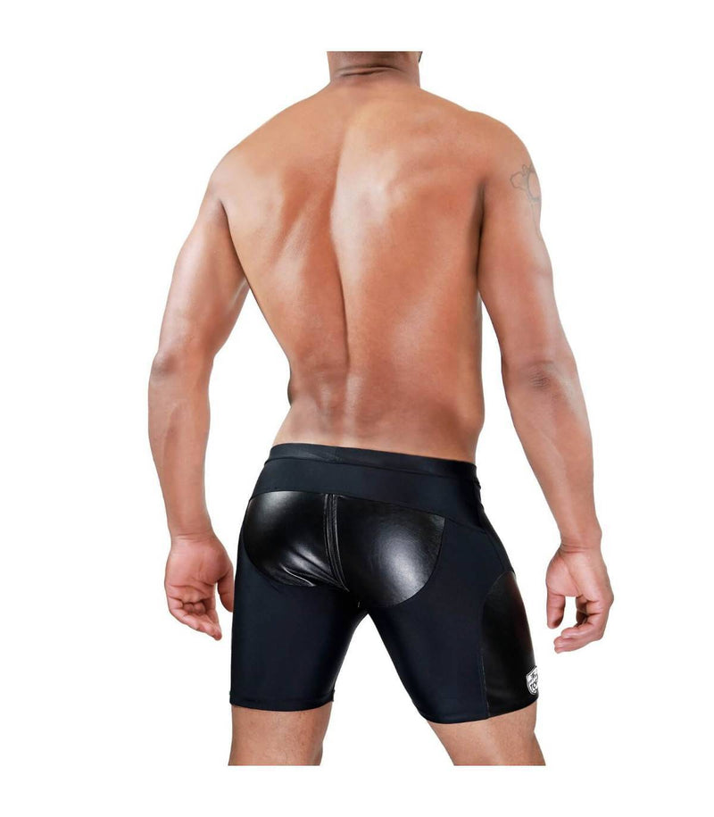 TOF PARIS Shorts Deri Full Zip Cyclist  Shorts Reinforcements Leather Look
