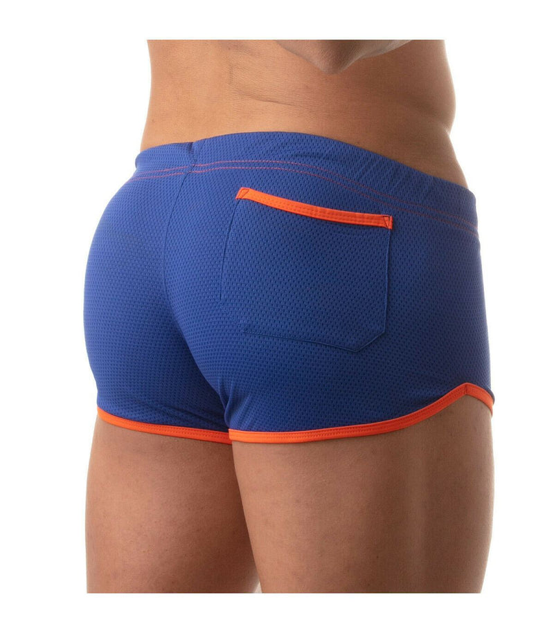 TOF PARIS Shorts Mesh Retro Microfiber Low-Waist Fitted Short Royal Blue 5