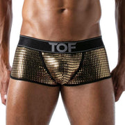 TOF PARIS Star Boxer Trunk Glitery Crutch Cotton Jersey Gold Shorty 92