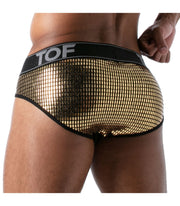 TOF PARIS Star Brief Glitery Microfibre Fabric Low-Waist Briefs Gold