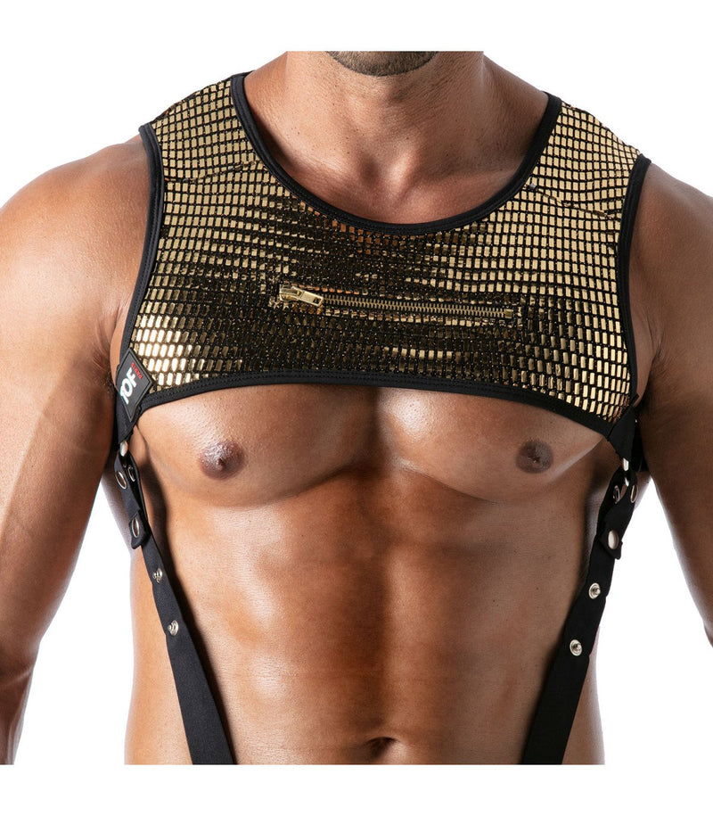 TOF PARIS Star Pocket Harness Deep Zipped Pouch Fashion Glitter Gold