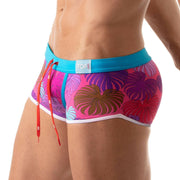 TOF PARIS Swim-Trunk Floral Eyelets Waistband Swim-Short Pink