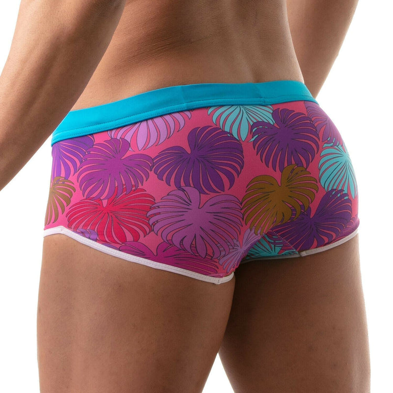 TOF PARIS Swim-Trunk Floral Eyelets Waistband Swim-Short Pink