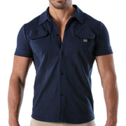 TOF PARIS T-Shirts Short-Sleeved Cotton Piqué Shirt Navy