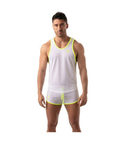 TOF PARIS Tank Top Mesh Lightweight Flared-Cut Classy Sports White Tank 5