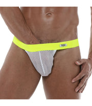 TOF PARIS Thong Circuit Mesh Stringless Thongs Fluo White & Yellow 90