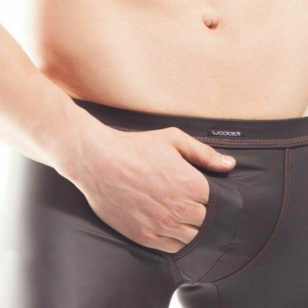 WOJOER Legging Synlex Latex-Look Legging Black Matt Red 331W421