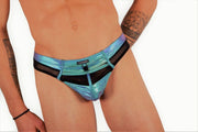 WOJOER Sheer Thong Sunrise Ocean Blue Metallic String Quick Push Button 326T258