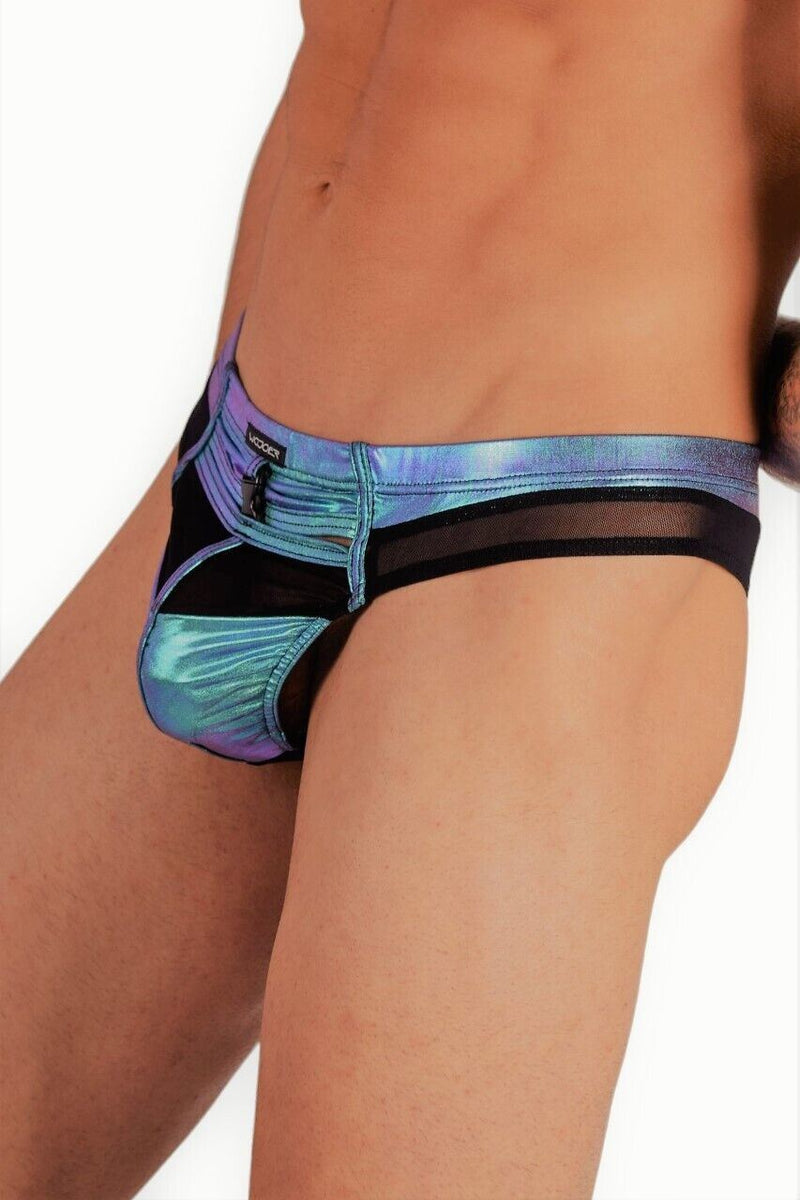 WOJOER Sheer Thong Sunrise Ocean Blue Metallic String Quick Push Button 326T258