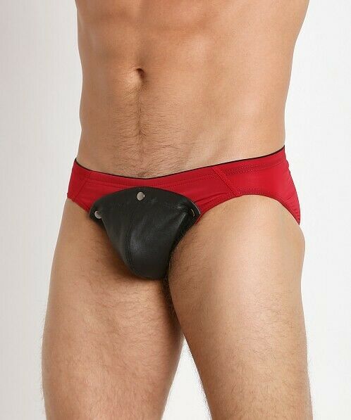 XL Gregg Homme Brief Undo Detachable Leather Pouch Red 132803