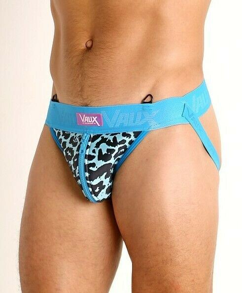 XL - Jockstrap VAUX VX2 Zipper Jock By Cellblock Leopard Blue VX118